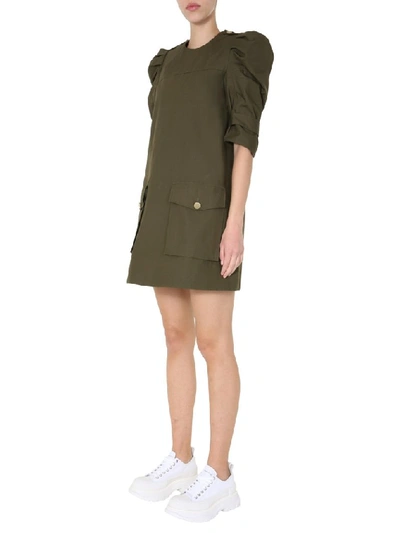 Shop Alexander Mcqueen Puff Sleeve Mini Dress In Green