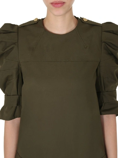 Shop Alexander Mcqueen Puff Sleeve Mini Dress In Green