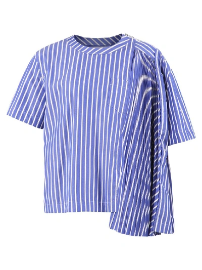 Shop Sacai Striped Blouse In Blue