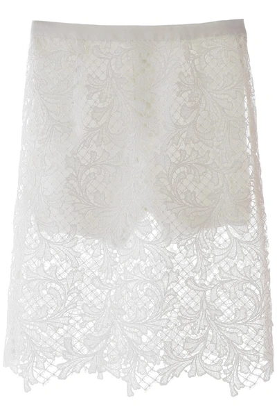 Shop Sacai Layered Lace Shorts In White