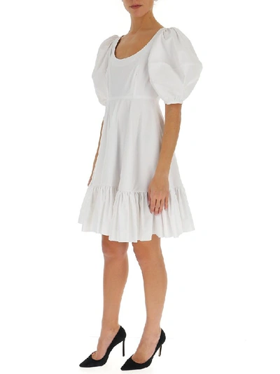 Shop Alexander Mcqueen Puff Sleeve Flared Dress In White