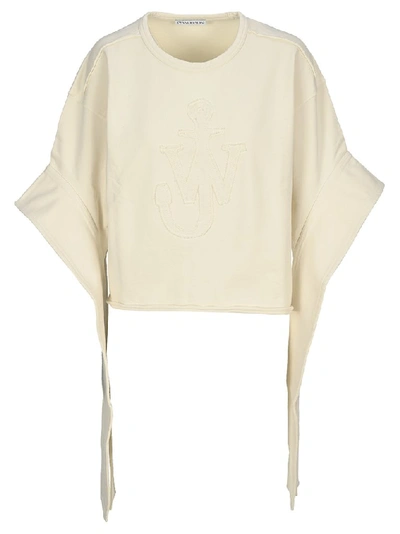 Shop Jw Anderson Exaggerated Sleeve Sweatshirt In Beige