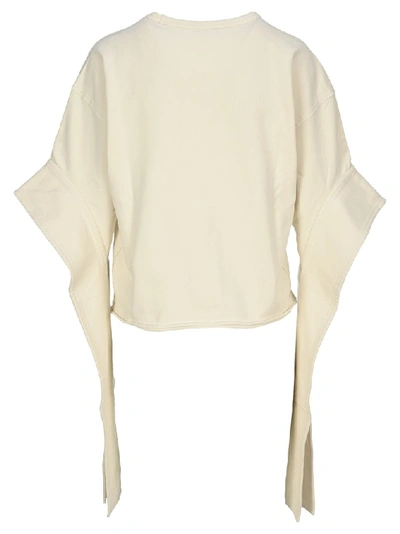 Shop Jw Anderson Exaggerated Sleeve Sweatshirt In Beige