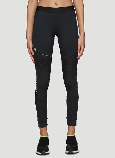 Shop Adidas By Stella Mccartney Mesh Panel Running Leggings In Black