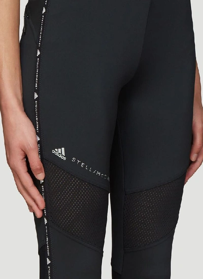 Shop Adidas By Stella Mccartney Mesh Panel Running Leggings In Black