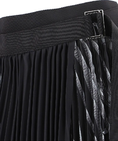 Shop Sacai Pleated Midi Skirt In Black