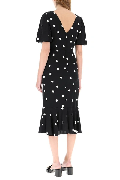 Shop Dolce & Gabbana Polka Dot Flared Dress In Black