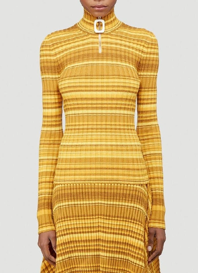Shop Jw Anderson Striped Knit Sweater In Yellow