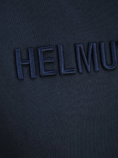 Shop Helmut Lang Embroidered Logo Hoodie In Blue