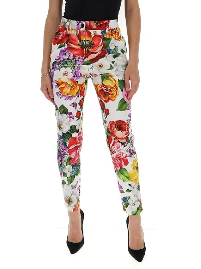 Shop Dolce & Gabbana Floral Printed Trousers In Multi