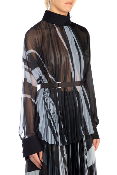 Shop Sacai Pleated Belted Blouse In Multi