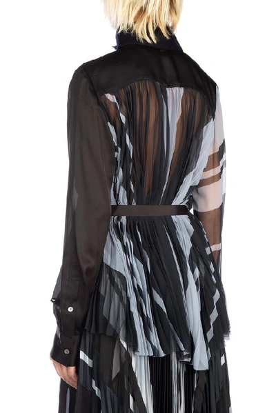 Shop Sacai Pleated Belted Blouse In Multi