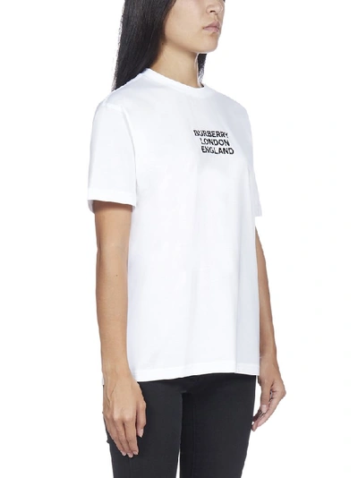 Shop Burberry Logo Embroidered T In White