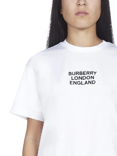 Shop Burberry Logo Embroidered T In White