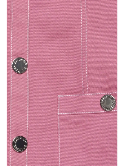 Shop Balmain Denim Mini Dress In Pink