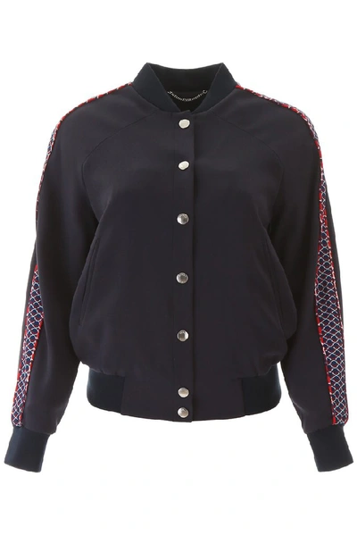 Shop Kenzo Tiger Embroidered Varsity Jacket In Navy
