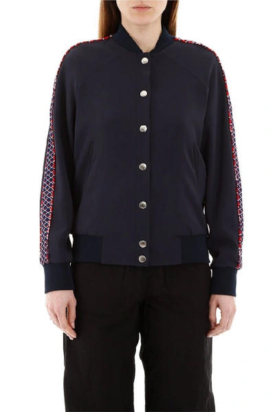 Shop Kenzo Tiger Embroidered Varsity Jacket In Navy