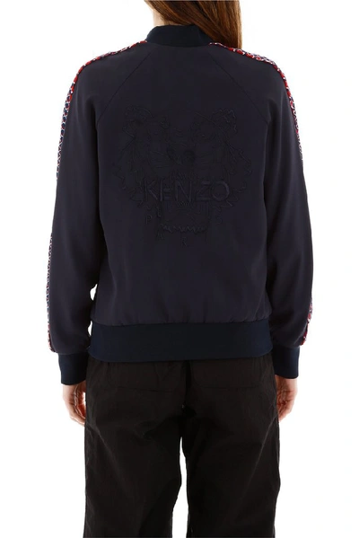 Shop Kenzo Tiger Embroidered Varsity Jacket In Navy