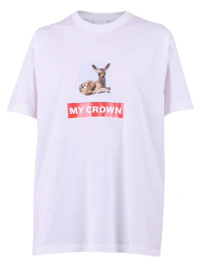 Shop Burberry Deer Print T In White