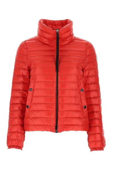 Shop Moncler Padded Zip In Red