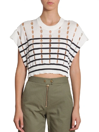 Shop Alexander Wang T T By Alexander Wang Striped Slit Top In White