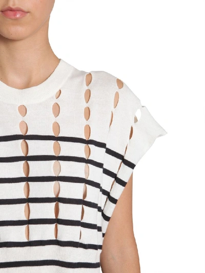 Shop Alexander Wang T T By Alexander Wang Striped Slit Top In White