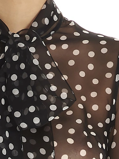 Shop Dolce & Gabbana Polka Dot Sheer Blouse In Black