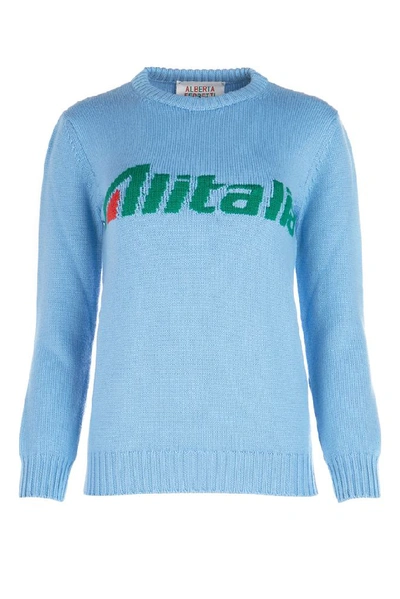 Shop Alberta Ferretti Alitalia Intarsia Sweater In Blue