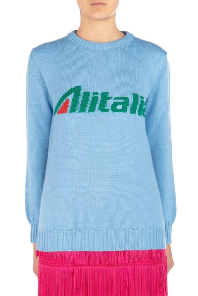 Shop Alberta Ferretti Alitalia Intarsia Sweater In Blue