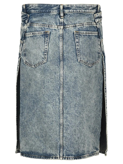 Shop Maison Margiela Midi Denim Skirt In Blue