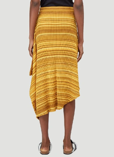 Shop Jw Anderson Striped Ribbed Infinity Skirt In Yellow
