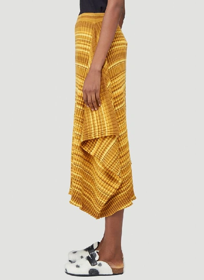 Shop Jw Anderson Striped Ribbed Infinity Skirt In Yellow