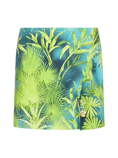 Shop Versace Jungle Print Mini Skirt In Multi