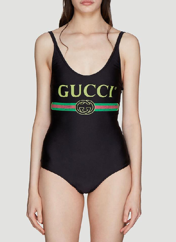 sparkling swimsuit with gucci logo