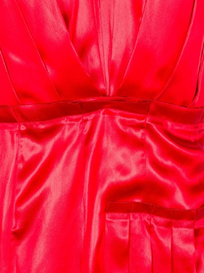 Shop Marni Asymmetric Pleated Dress In Red