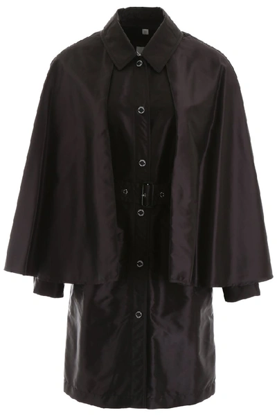 Shop Burberry Belted Cape In Black