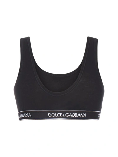 Shop Dolce & Gabbana Logo Band Bra In Black