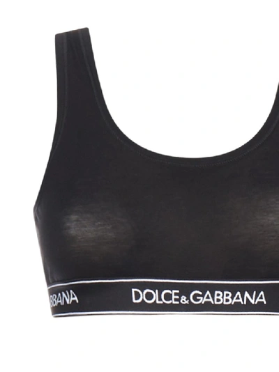 Shop Dolce & Gabbana Logo Band Bra In Black