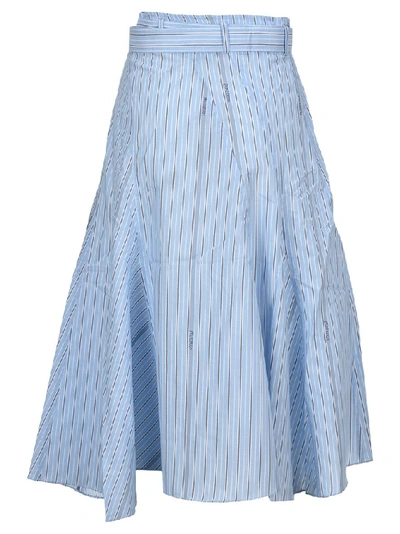 Shop Jw Anderson Striped Belted Skirt In Blue