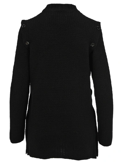 Shop Marni Ribbed Button Detail Sweater In Black