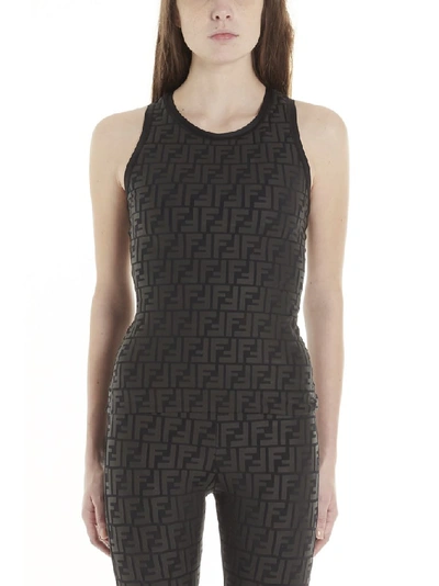 Shop Fendi Ff Embossed Tank Top In Black