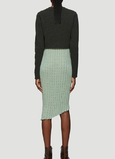 Shop Jw Anderson Contrast Panel Pleated Dress In Green