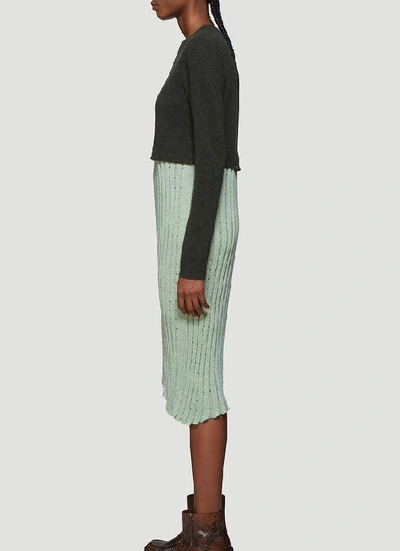 Shop Jw Anderson Contrast Panel Pleated Dress In Green