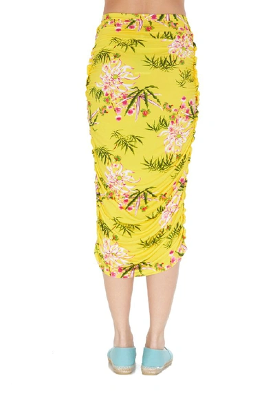 Shop Kenzo Sea Lily Midi Skirt In Yellow