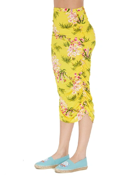Shop Kenzo Sea Lily Midi Skirt In Yellow