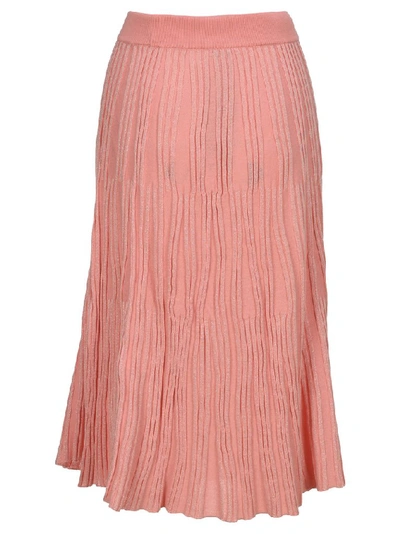 Shop Kenzo Ribbed Midi Skirt In Pink