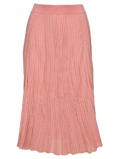 Shop Kenzo Ribbed Midi Skirt In Pink