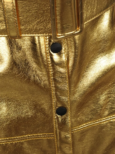 Shop Msgm Belted Mini Skirt In Gold
