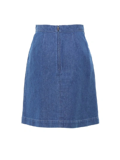 Shop Gucci Interlocking G Horsebit Denim Skirt In Blue