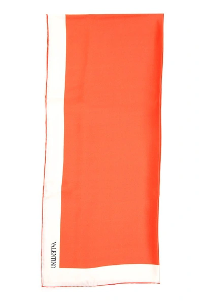 Shop Valentino Logo Square Scarf In Orange